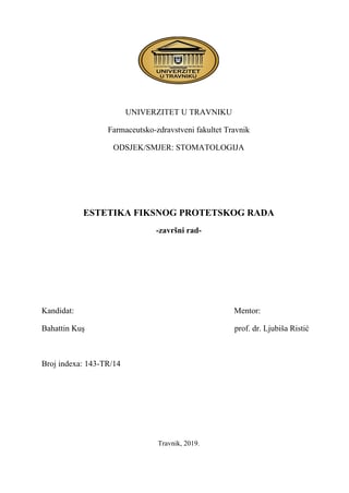 Estetika fiksnog protetskog rada