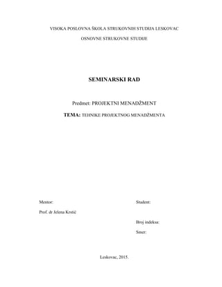 Tehnike projektnog menadžmenta