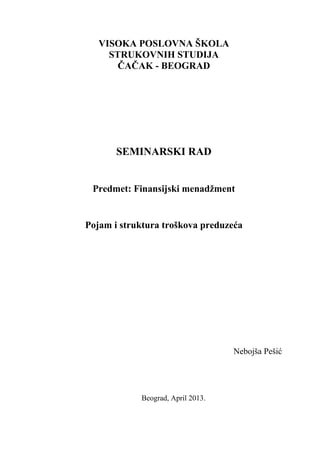 Pojam i struktura troškova preduzeća