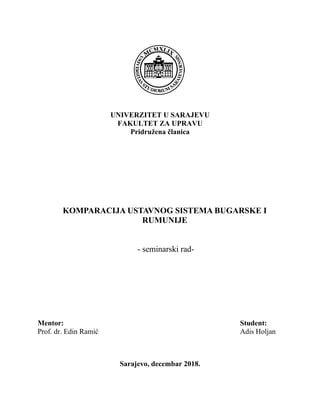 Komparacija ustavnog sistema Bugarske i Rumunije
