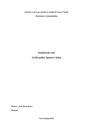 Grčki polisi: Sparta i Atina