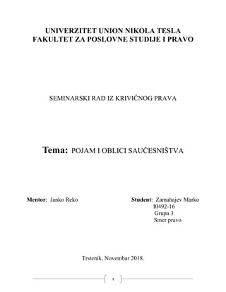 Pojam i oblici saučešnistva