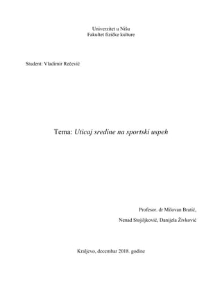 Uticaj sredine na sportski uspeh