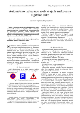 Automatsko izdvajanje saobraćajnih znakova sa digitalne slike