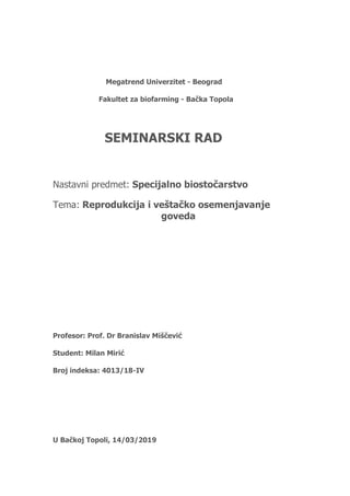 Reprodukcija i V.O. goveda