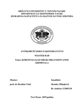 Korupcija kao oblikorganizovanog kriminala