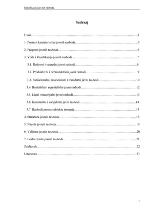 Klasifikacija javnih rashoda