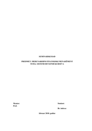 Vrste deviznih kurseva